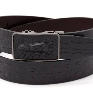 Men's Belts Track Buckle Genuine Leather Black